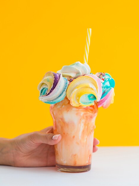 Free photo colorful tasty milkshake composition