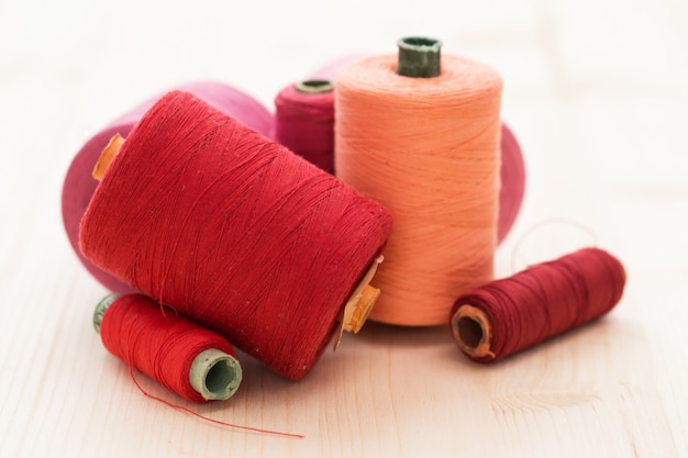 Colorful threads on the table