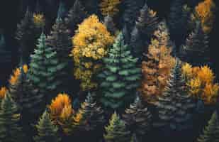 Free photo colorful trees in the autumn forest generative al