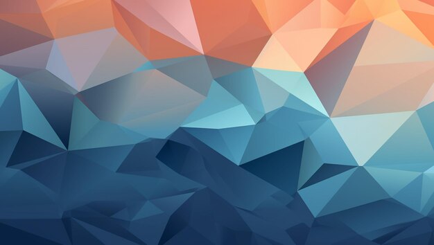 파란색과 주황색 삼각형 패턴이 있는 다채로운 삼각형 배경입니다.