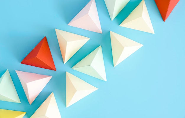 Colorful triangle paper shape set
