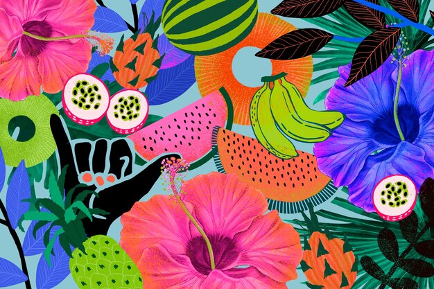 Colorful tropical pattern background illustration