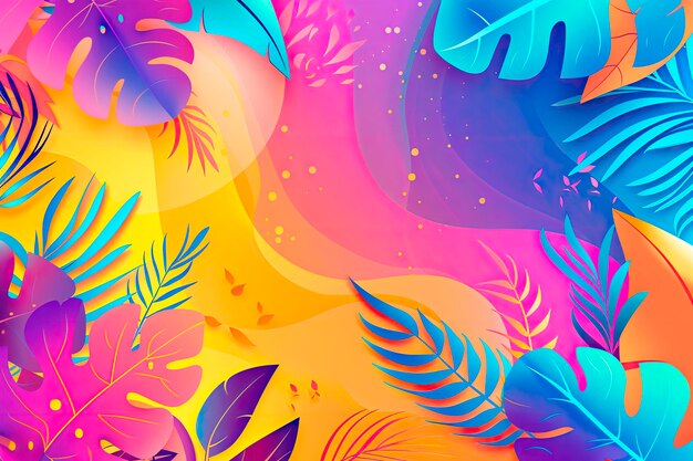 Красочный тропический летний фон дизайн баннеров горизонтальный плакат поздравительная карточка
