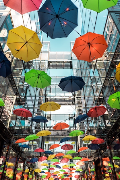 Colorful umbrella roof