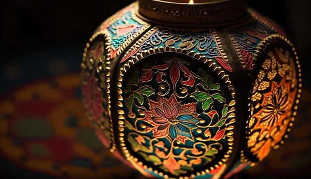 Красочная ваза с цветочным орнаментом.