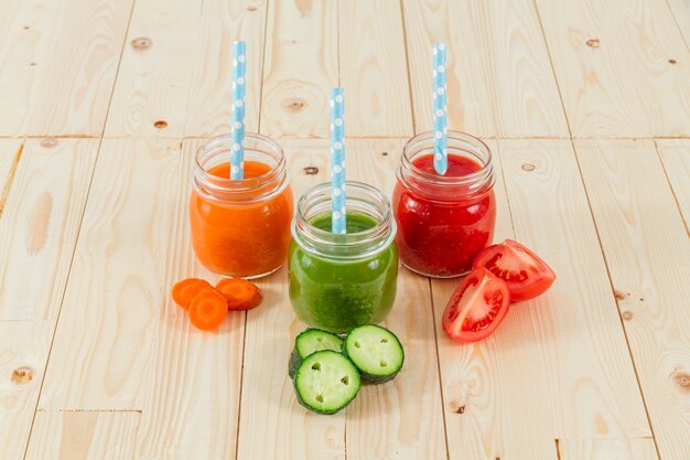 Colorful vegetable juices