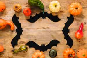 Free photo colorful vegetables and halloween bats