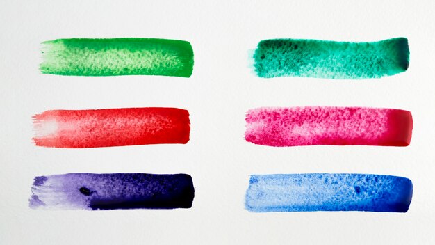 Colorful watercolor brush strokes