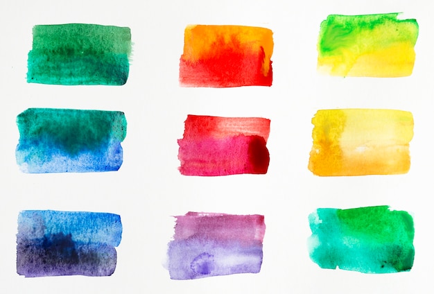 Free photo colorful watercolor brush strokes