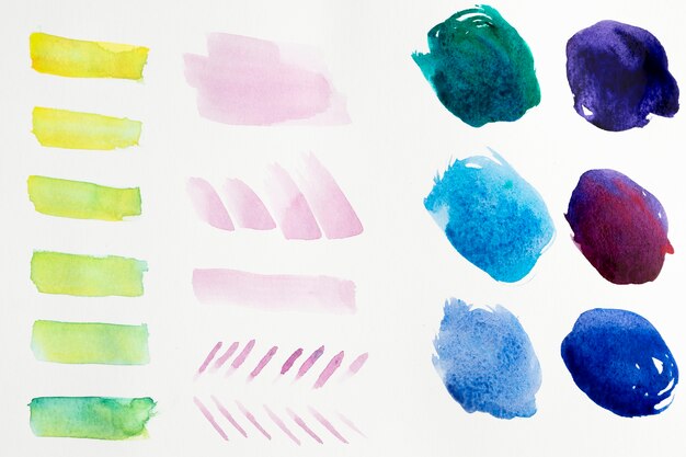 Colorful watercolor brush strokes