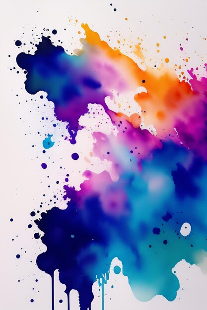 Colorful watercolor painting with a white background