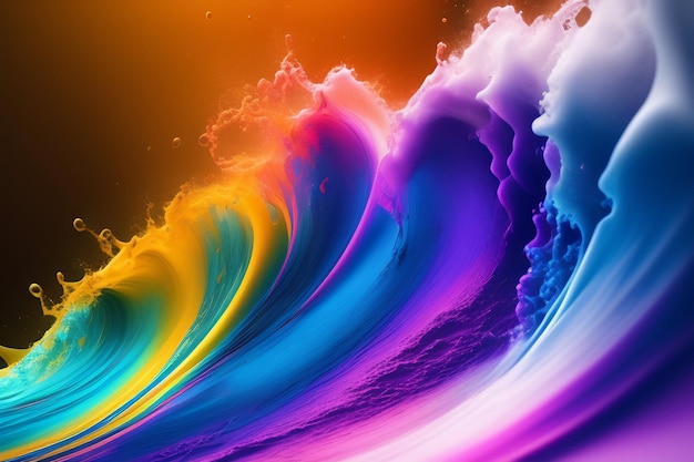 A colorful wave is painted with a rainbow color.
