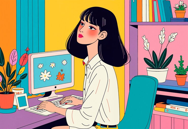 無料Photo カラフルな女性の肖像画
