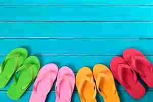 Free photo coloured flip flops collection