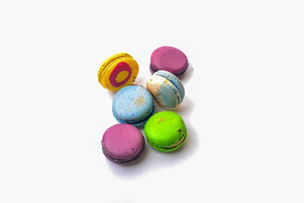 Coloured macarons top view