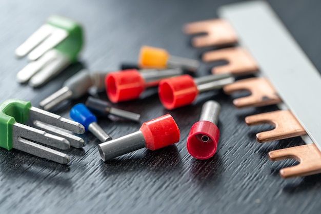 Free photo coloured sleeves crimp terminals for different wire sizes