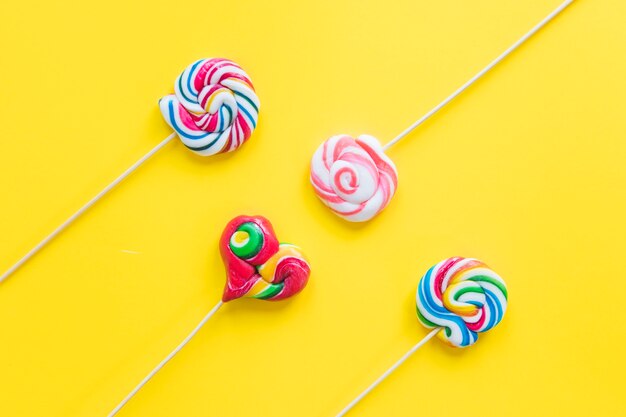 Coloured spiral lollipops 