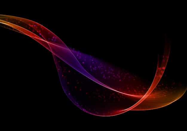 coloured waves with bokeh lights on dark background