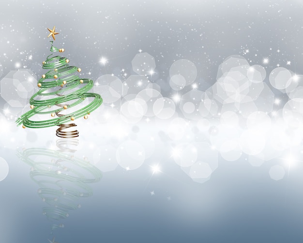 Free photo colourful background with stars and bokeh lights effect and a 3d christmas tree