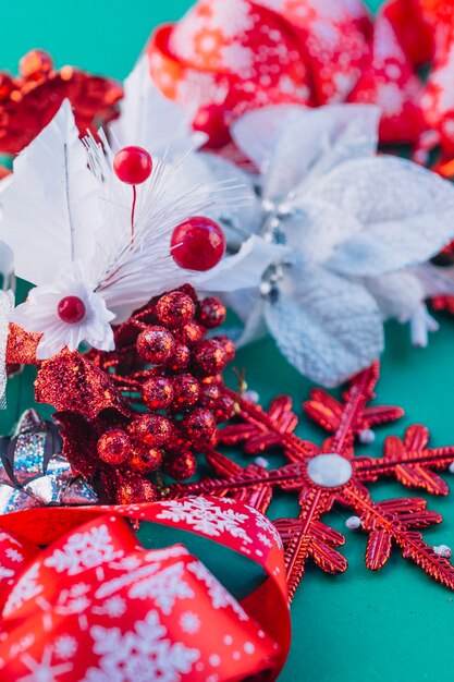 Colourful leaflets with red snowflake