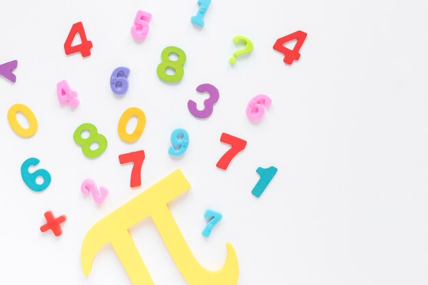 Colourful math numbers and pi symbol