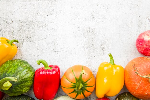 Colourful vegetables on table