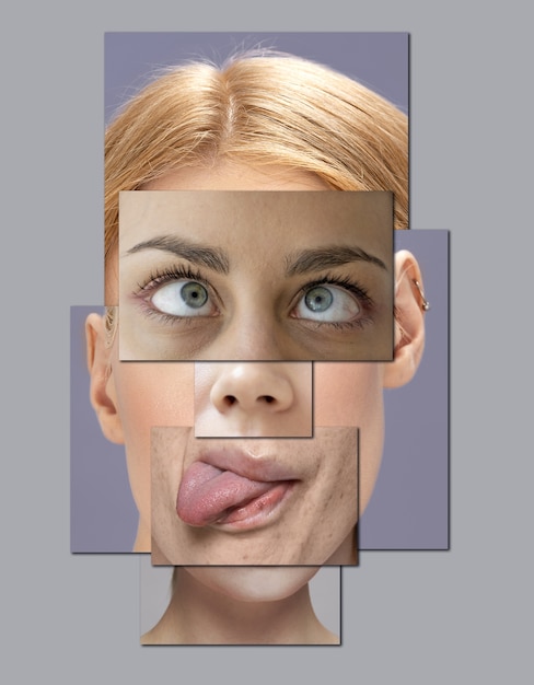 無料写真 顔の特徴の肖像画の組み合わせ