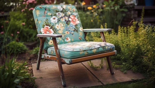 Comfortable bench in nature provides relaxation outdoors generated by AI