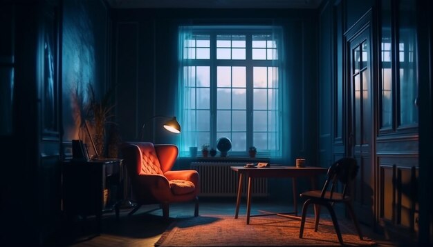 Comfortable sofa elegant decor modern lighting equipment generated by AI
