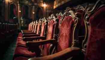 Free photo comfortable velvet armchairs in a row empty auditorium generated by ai