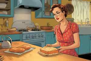 Foto gratuita scena di cucina dello stile di vita dei fumetti