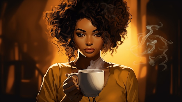 Comic book lifestyle scene with coffee