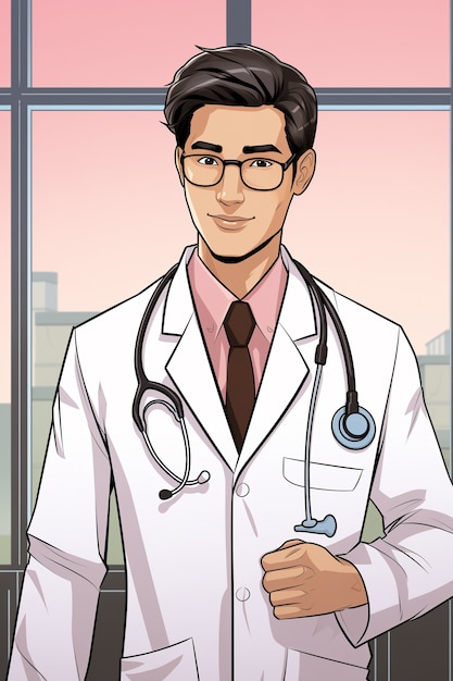 Free photo comic book lifestyle scene with doctor