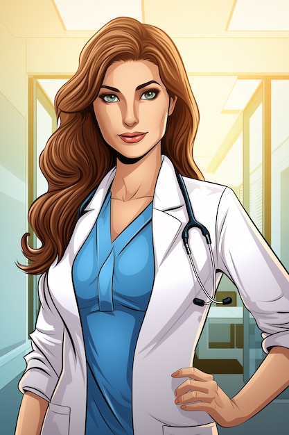 Free photo comic book lifestyle scene with doctor