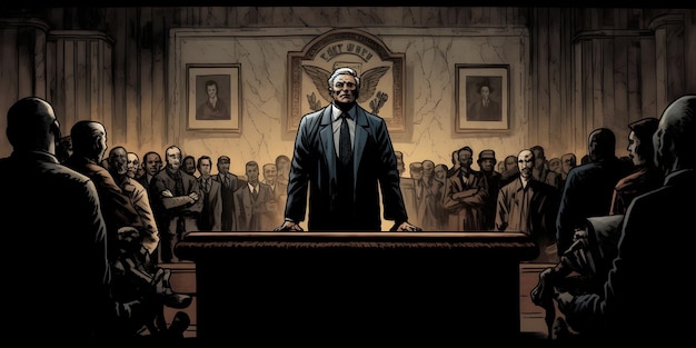 Free photo comic book style large courtroom illustration background