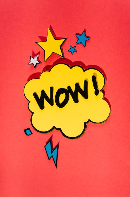 Comic sound effect speech bubble on bright red background