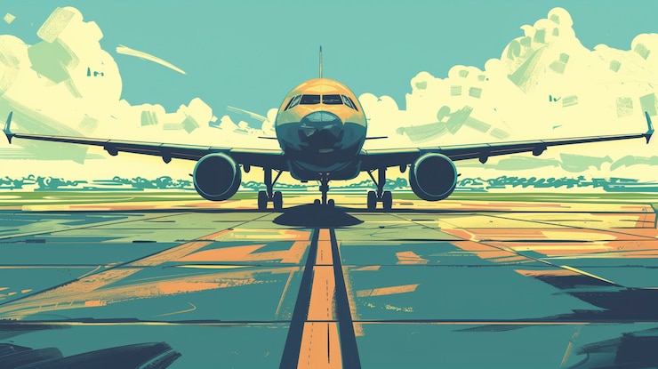 無料Photo コミックスタイルの飛行機イラスト