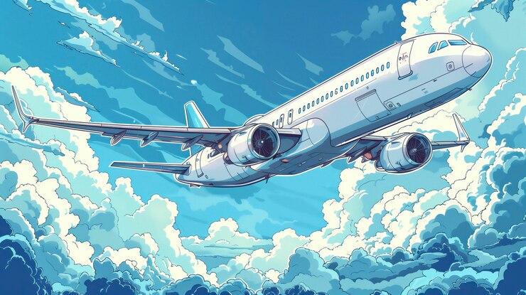 無料Photo コミックスタイルの飛行機イラスト