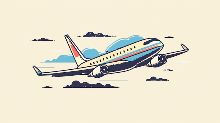 無料Photo コミックスタイルの飛行機イラスト