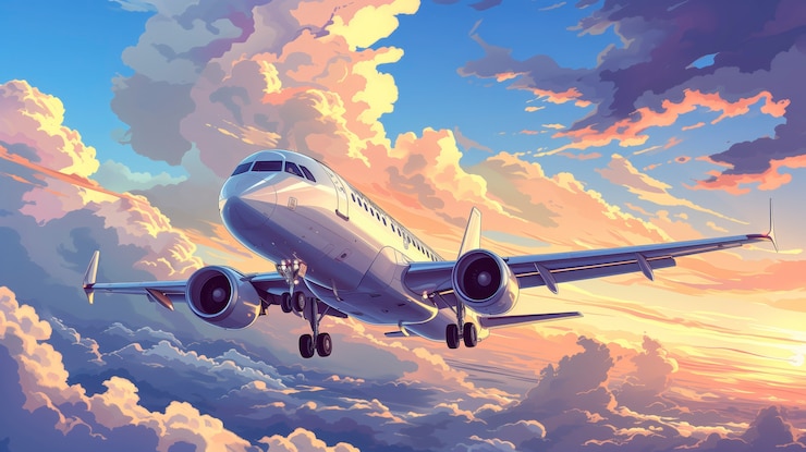 無料Photo コミックスタイルの飛行機イラスト
