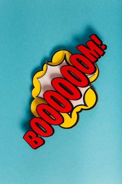 Comic wording sound effect pop art on colored background