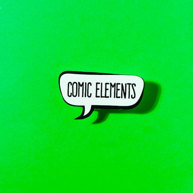 緑の背景にコミックの要素の泡