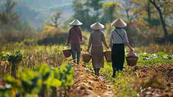 Free photo community of people working together in agriculture to grow food