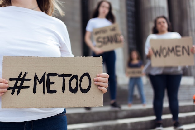 Free photo community of young women marching together