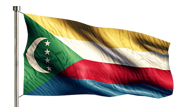 Национальный флаг Коморских острова, изолированных на белом фоне