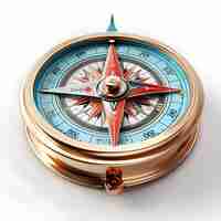 Free photo compass on white background 3d illustration vintage style