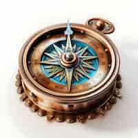 Free photo compass on a white background 3d illustration vintage style