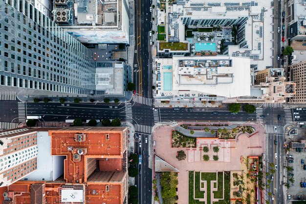 Complex aerial view of cityscape