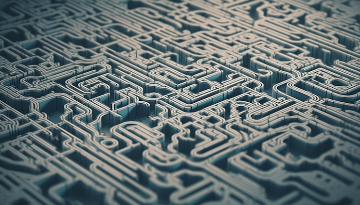 Free Photo complex circuit board maze a technological puzzle solution generated by ai