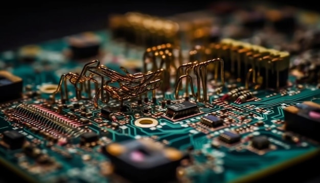 Free photo complex circuit board powers futuristic computer equipment industry generated by ai